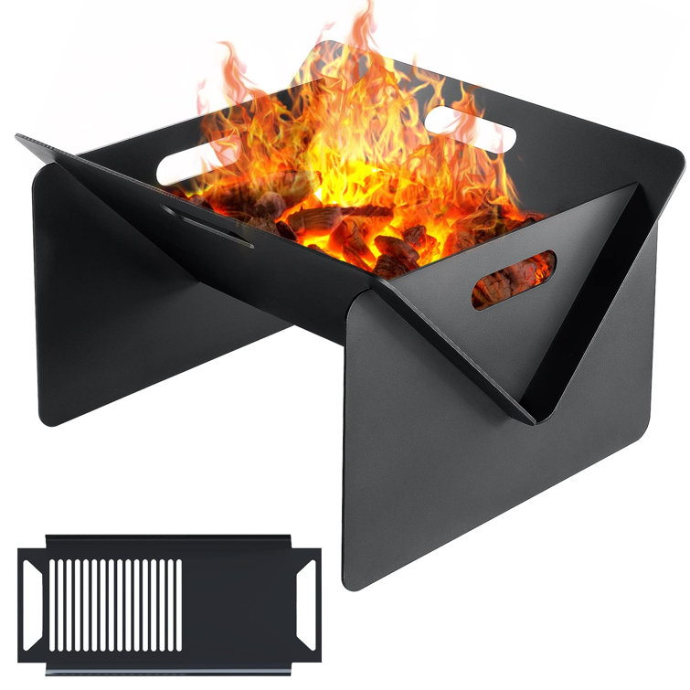 Ebern Designs 18Inch Fire Pit, Outdoor Portable Firepit With BBQ Tray